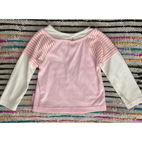 Vintage Carters Watch the Wear Long Sleeve Pink and Stripes Graphic Tee 24m - Picture 2 of 7